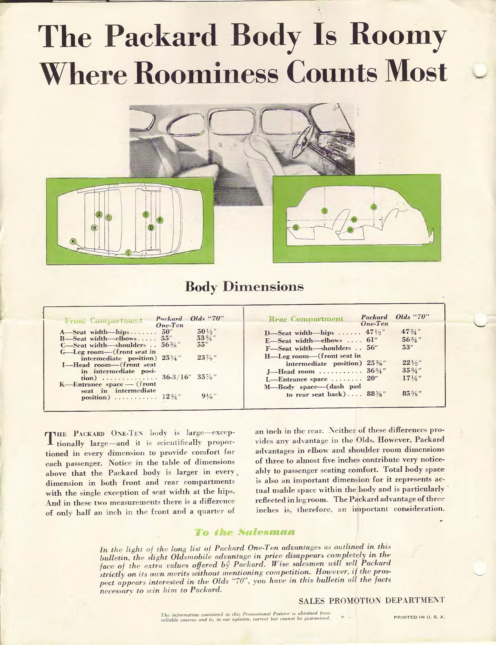 1940 Packard vs Oldsmobile Comparison Folder Page 1